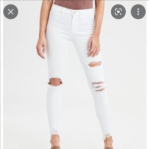 American Eagle Outfitters White Skinny Distressed Jeans